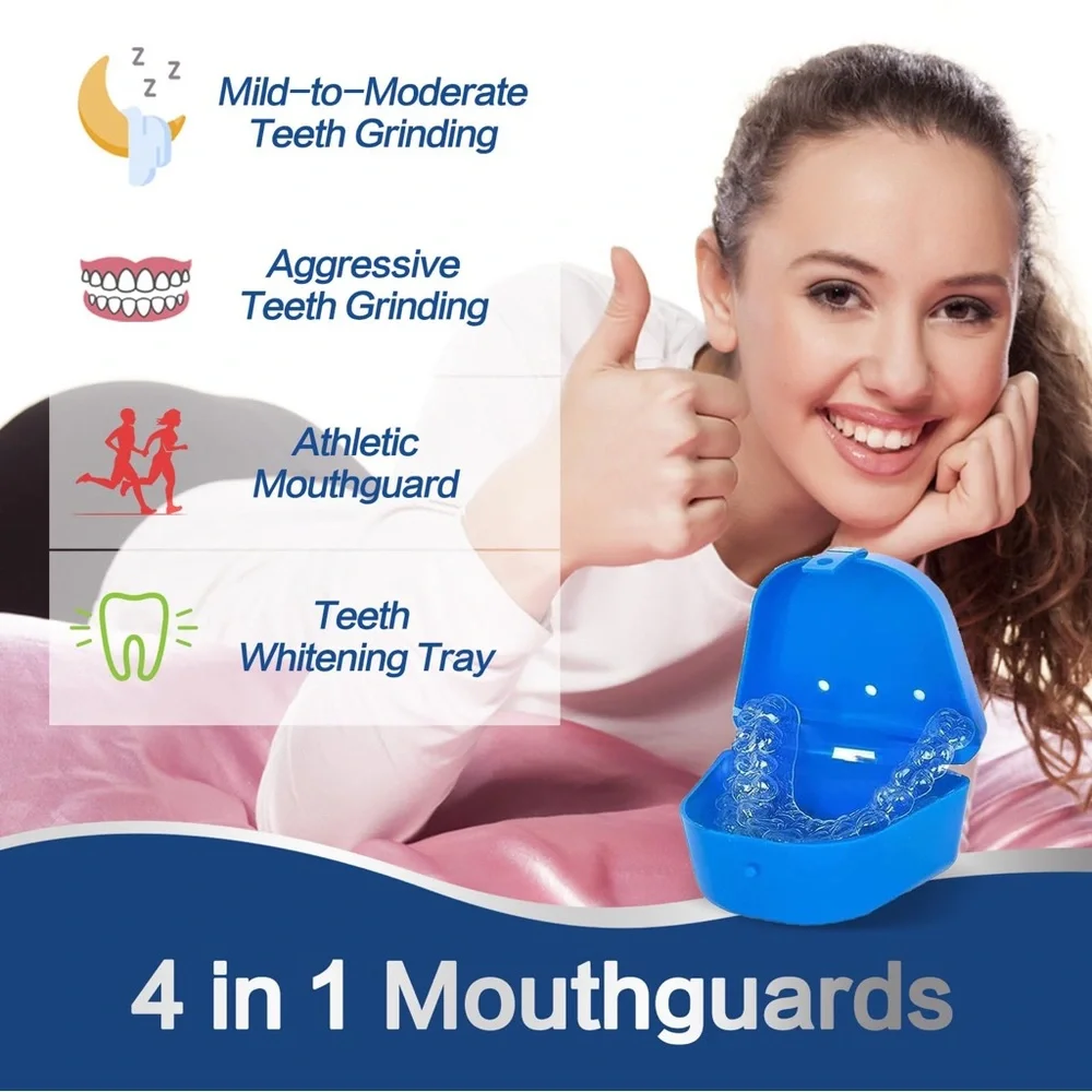 8 Moldable Anti Clenching Teeth Mouthguards for Sleep, 24 Cleaner Table